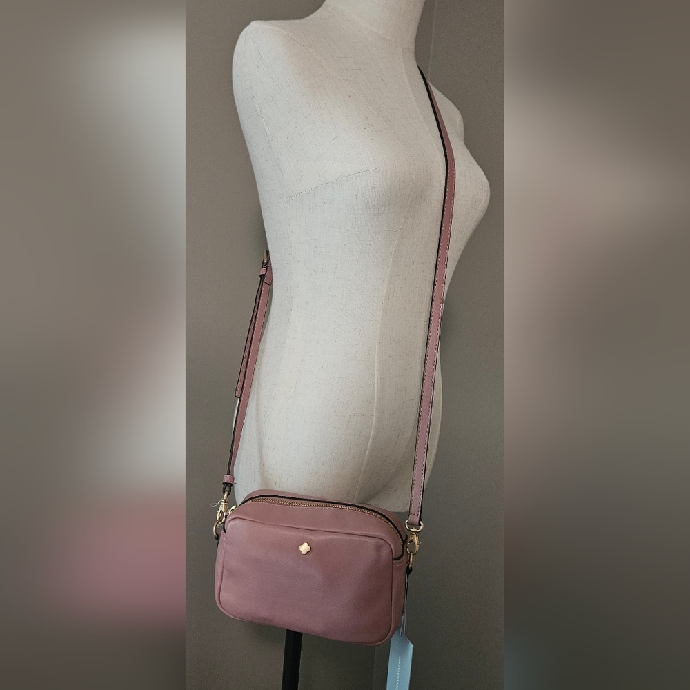NWT Antonio Melani Lilliette Mini Leather Crossbody Bag: Rose W/Gold